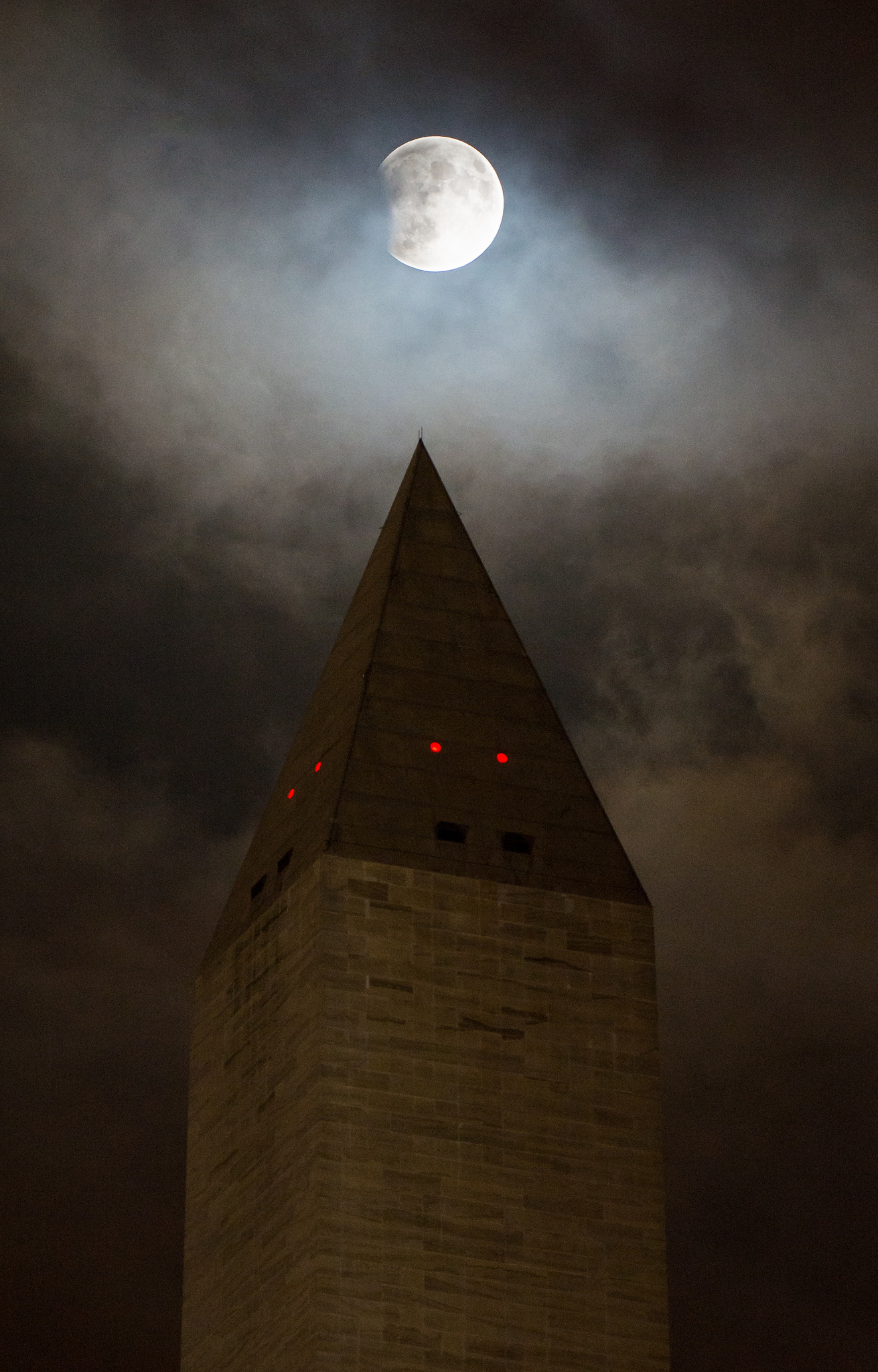 Supermoon Lunar Eclipse Over Washington Monument