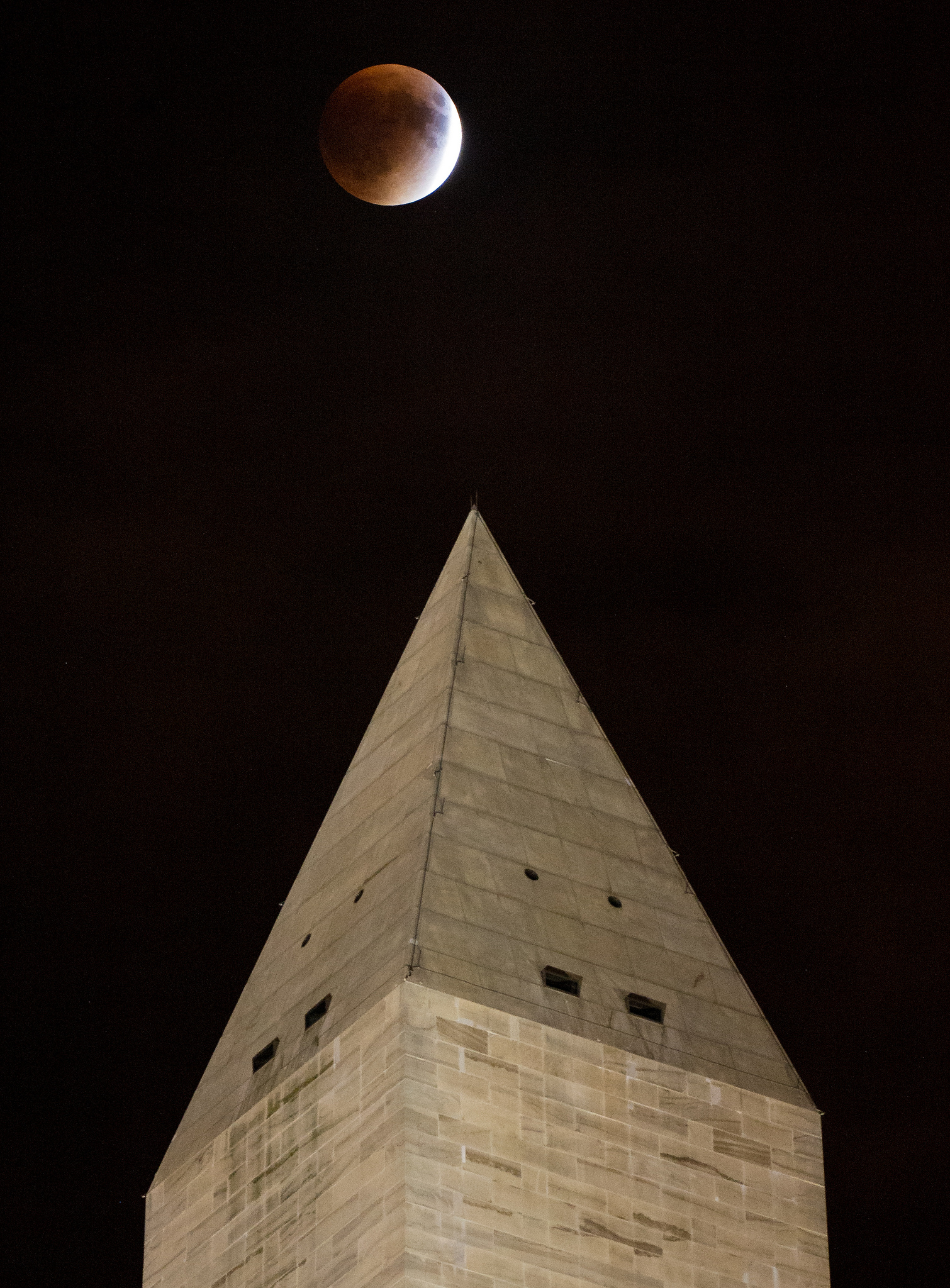 Supermoon Lunar Eclipse Over Washington Monument