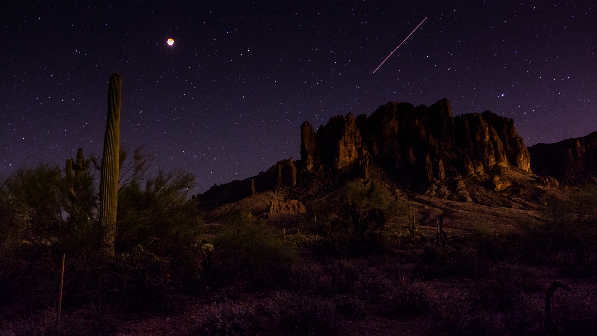 Lunar Eclipse at Supersition Mountains