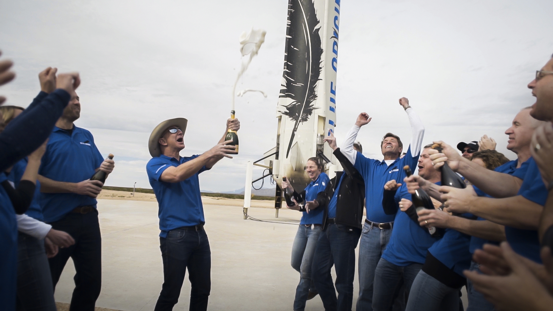 Jeff Bezos Celebrates Blue Origin Test Flight