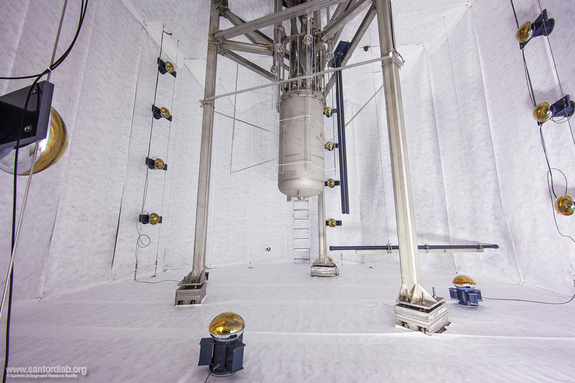 LUX watertank just before it was filled with 70,000 gallons of deionized water.