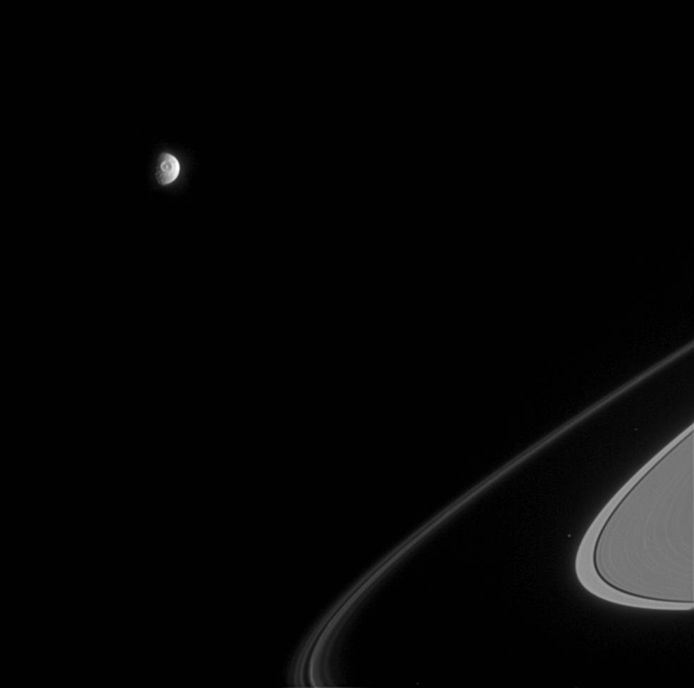 Saturn's Moon Mimas, With Rings