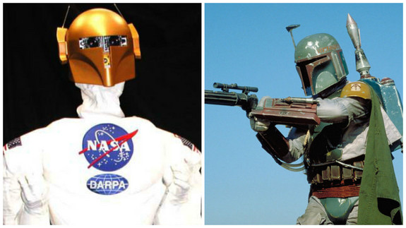 The first-generation Robonaut looks more than a little bit like the bounty hunter Boba Fett from "Star Wars." 