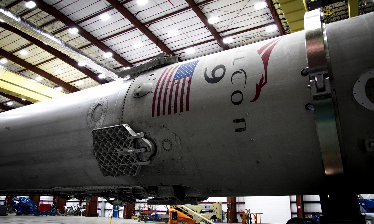 Falcon 9 First Stage in Hangar