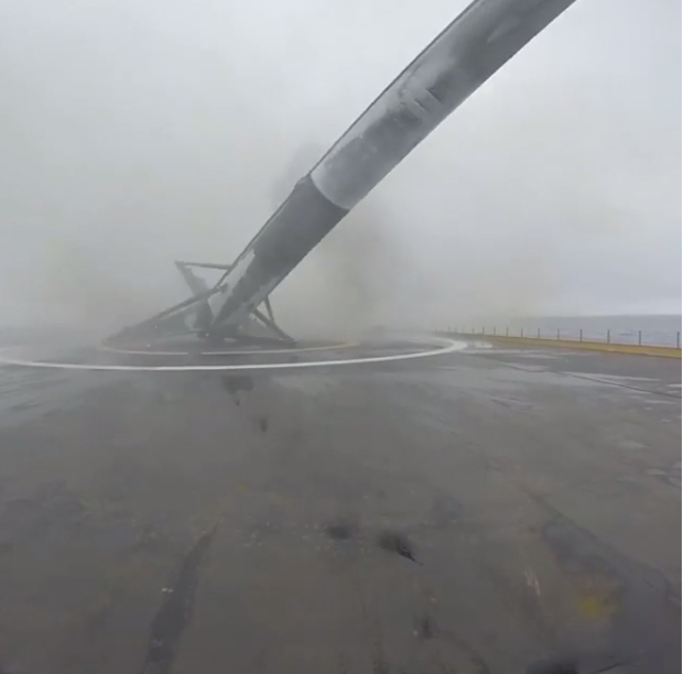 Falcon 9 Rocket Tips Over on Droneship