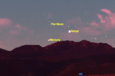 By Saturday morning (Feb. 6), the moon will have shrunk to a narrow sliver and will have moved to between Mercury and Venus, again seen half an hour before sunrise.