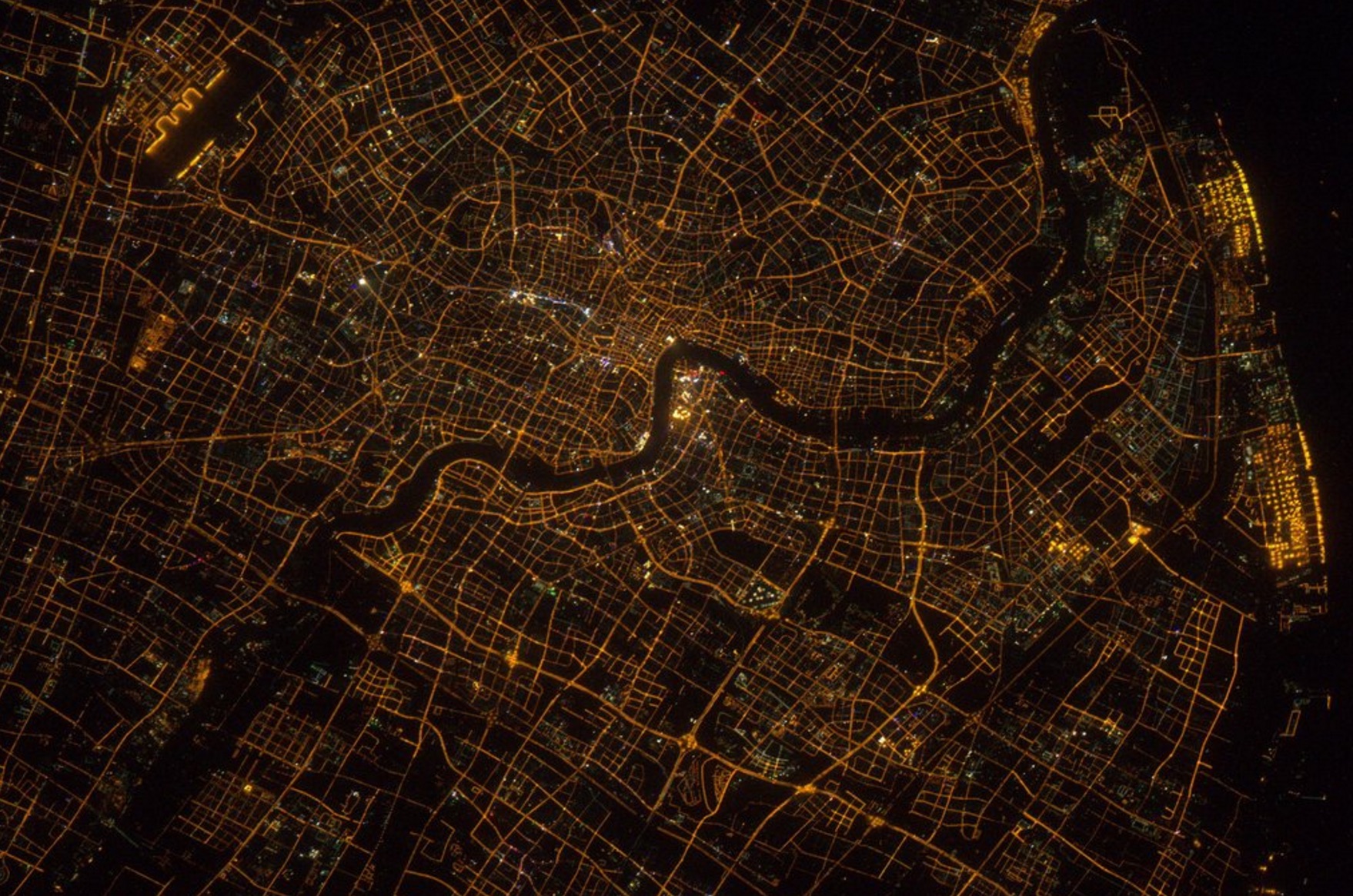 Shanghai Night from ISS by Astronaut Scott Kelly