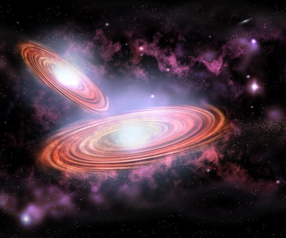 An artist's conception of two black holes merging, much like the one that produced the first detected gravitational waves.
