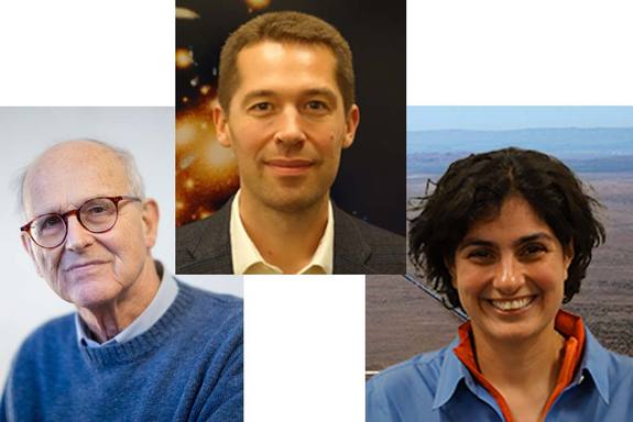 From left to right, Rainer Weiss, Matthew Evans and Nergis Mavalvala