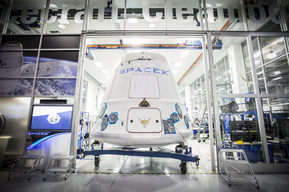 A Dragon capsule leaving SpaceX’s Hawthorne, California, headquarters in 2015.