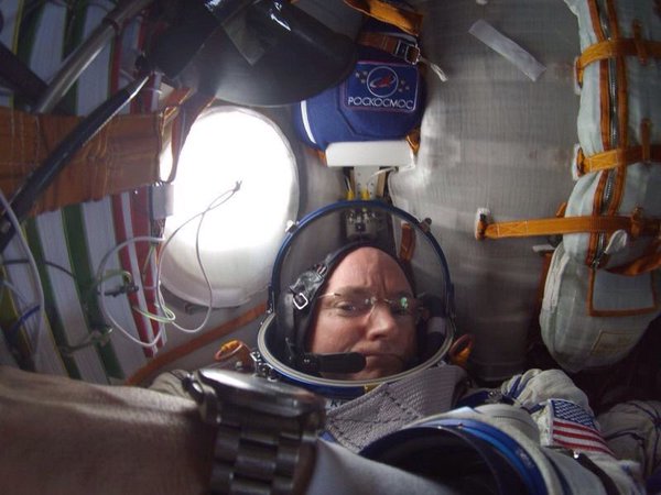 Scott Kelly in Soyuz Spacecraft