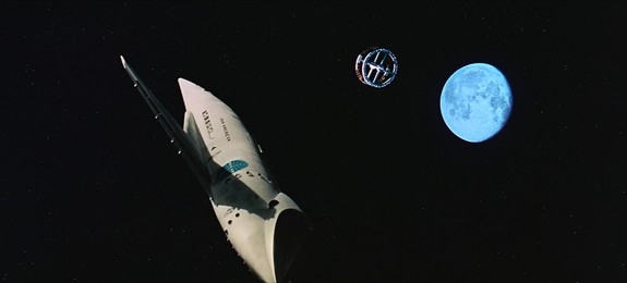 Photographs of the original model of the Orion III space plane used in "2001: A Space Odyssey." 
