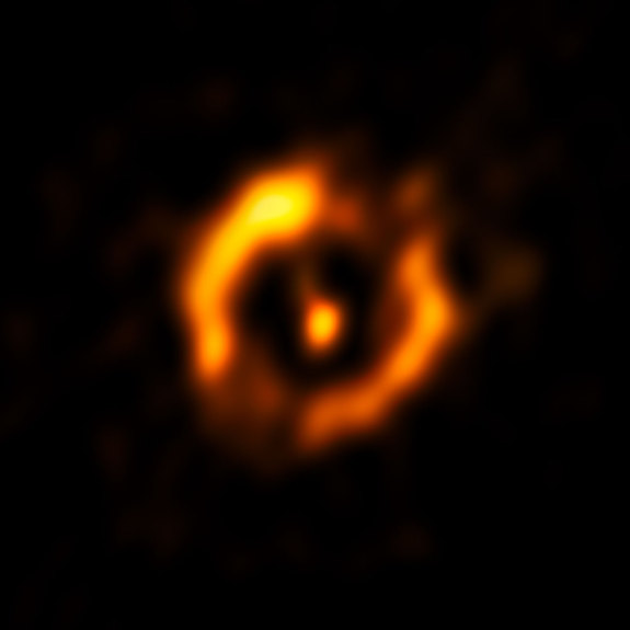 The Very Large Telescope Interferometer at ESO’s Paranal Observatory in Chile obtained the sharpest view to date of the dusty disc around the pair of aging stars IRAS 08544-4431.