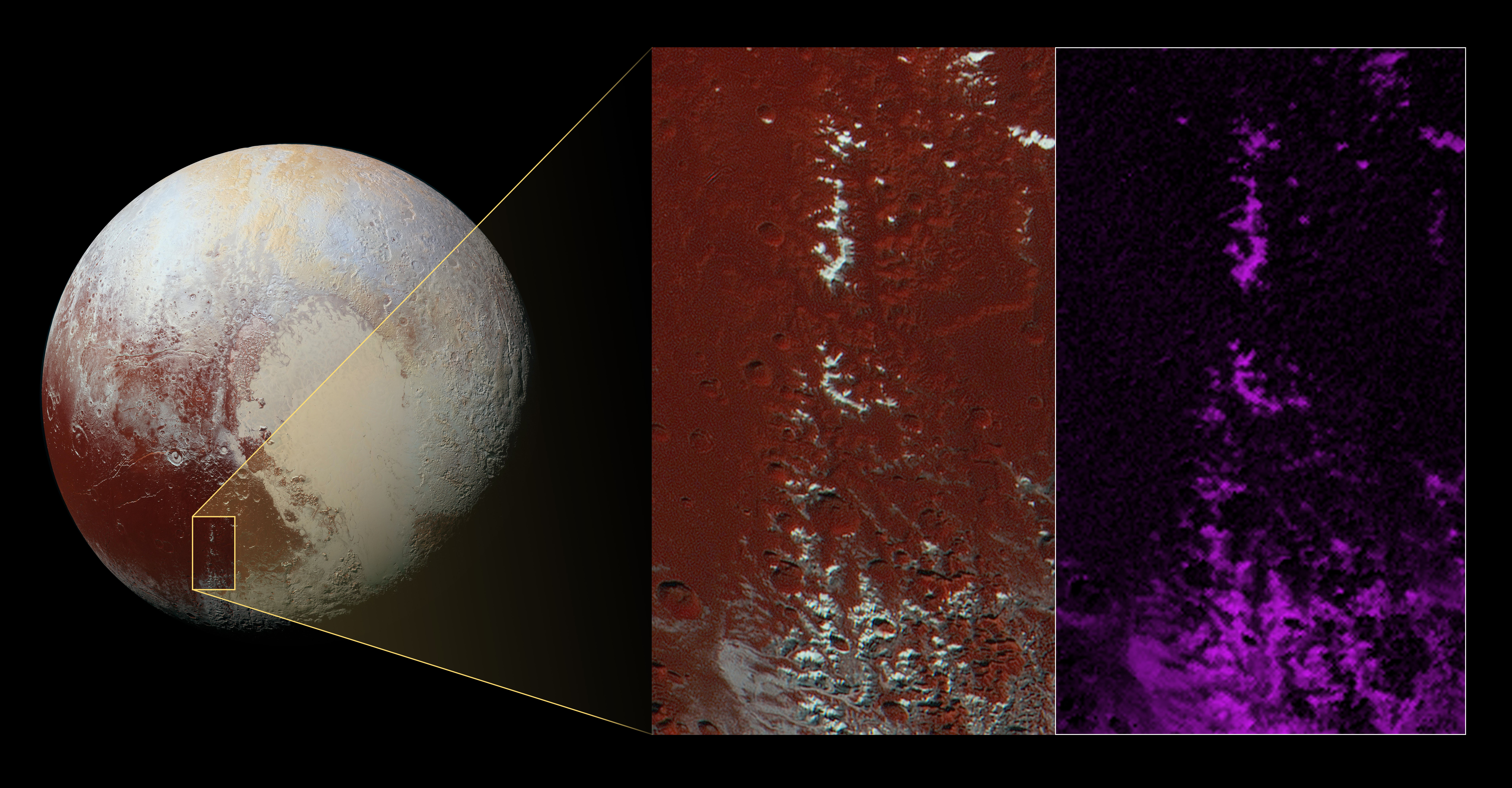 Methane Snow on Pluto's Mountains