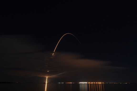 Amateur sky photographer Pilar Horne snapped this image of an Atlas V rocket lighting up the sky. The image was taken from Merritt Island, Florida.