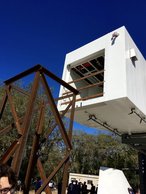 The CST-100 Starliner's White Room, the "last place on Earth" for departing astronauts, currently under construction.