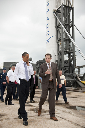 In 2010, President Barack Obama visited Elon Musk and toured SpaceX's launch facilities at Cape Canaveral Air Force Station in Florida during a trip to NASA's Kennedy Space Center.