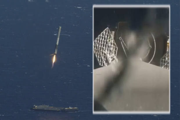 SpaceX Rocket Landing At Sea Captured By On-Board Camera, Chase Plane | Video