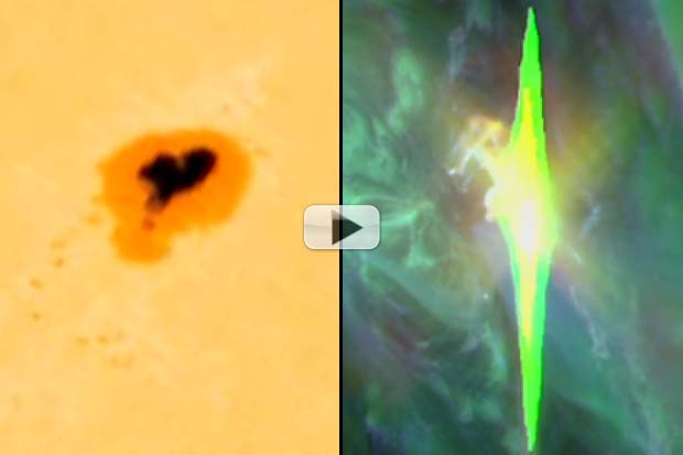 Solar Heart-Burn! Sunspot's Love Display Turns Violent With Strong Flare | Video