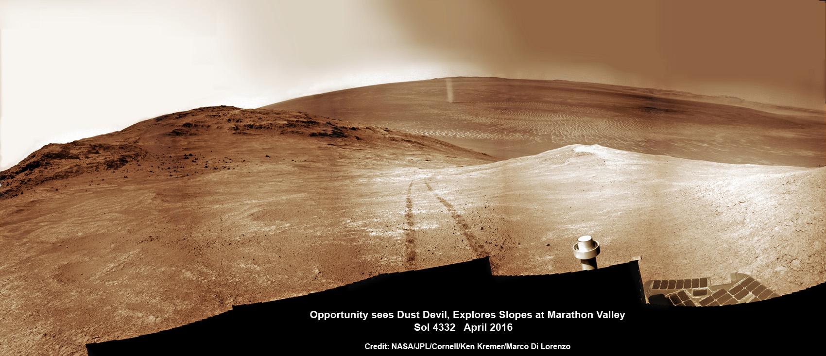 Dust Devil on Mars Captured in New Light in Stunning Mosaic Photo