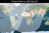On May 9, 2016, Mercury will cross the face of the sun as seen from most of the Earth. This NASA map shows where the rare Transit of Mercury will be visible from, weather permitting.