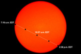 This NASA graphic shows the timing of a few major events during the Mercury transit of May 9, 2016. 