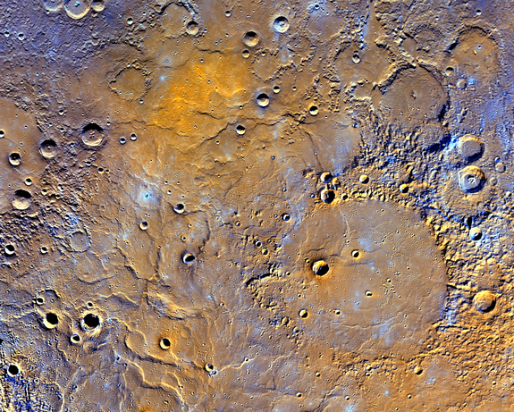 The northern volcanic plains of Mercury dominate this newly released false-color view of the planet by NASA's MESSENGER spacecraft released on May 6, 2016.
