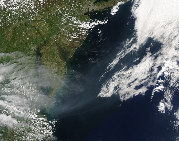 The MODIS instrument on the Aqua satellite captured this image on May 08, 2016, of smoke from the Ft. McMurray wildfire and other Canadian wildfires billowing across the Atlantic Ocean.