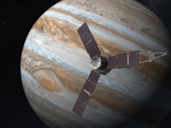 The Juno spacecraft (seen here in an artist's impression) will attempt to give scientists more information about the planet's interior.