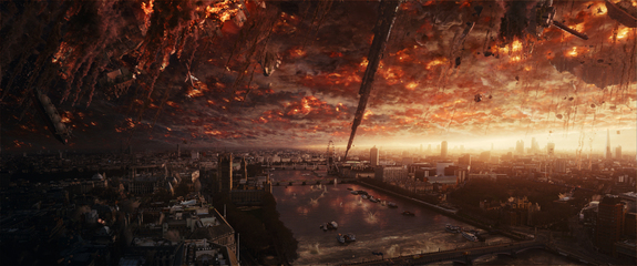 An alien attack over a major world capital.