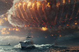 An alien ship descends to Earth.