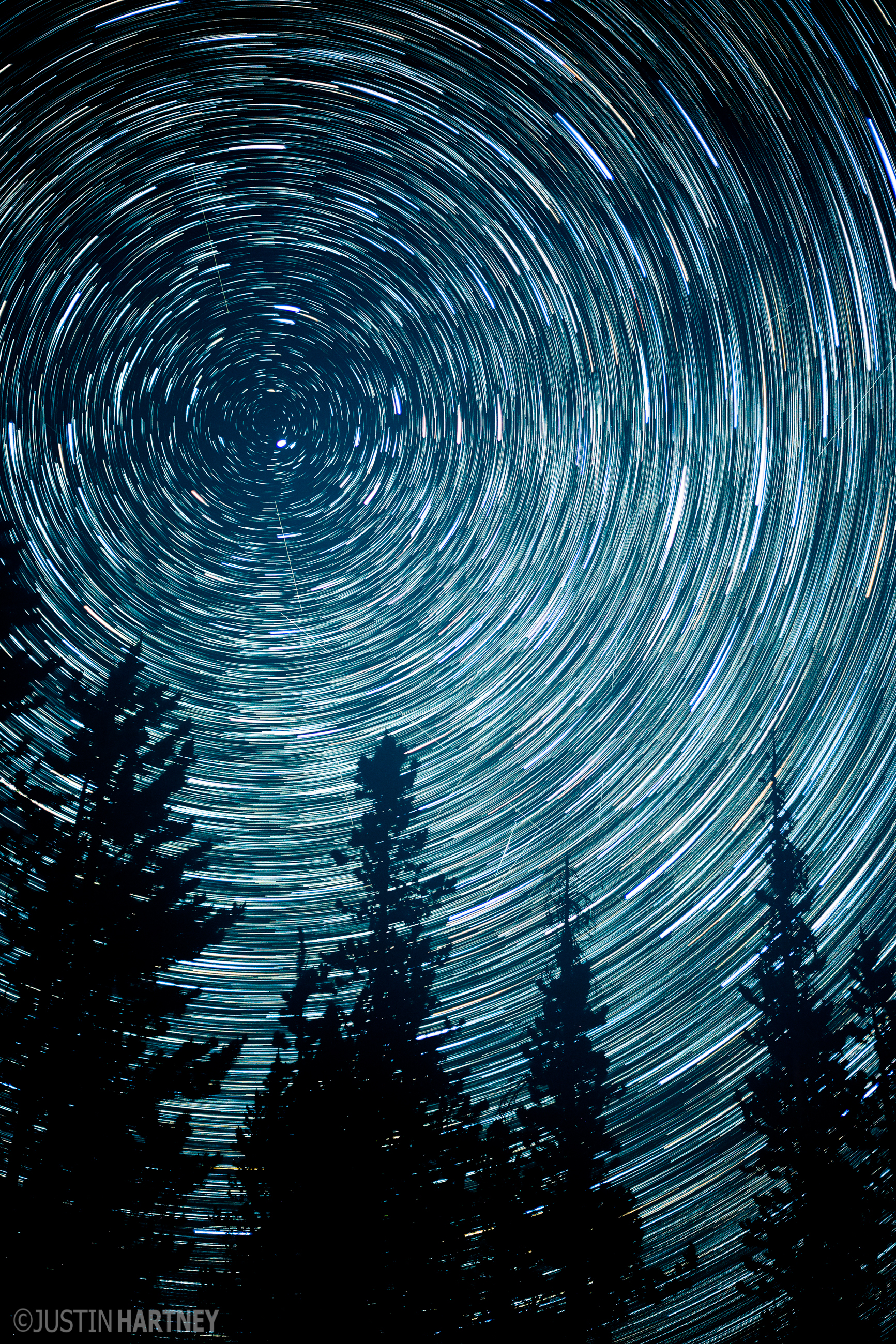 Circle Star Trails Over Oregon