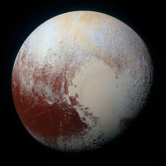 This enhanced-color picture of Pluto, taken by NASA’s New Horizons examine during a ancestral flyby on Jul 14, 2015, shows a dwarf planet’s famous “heart.”