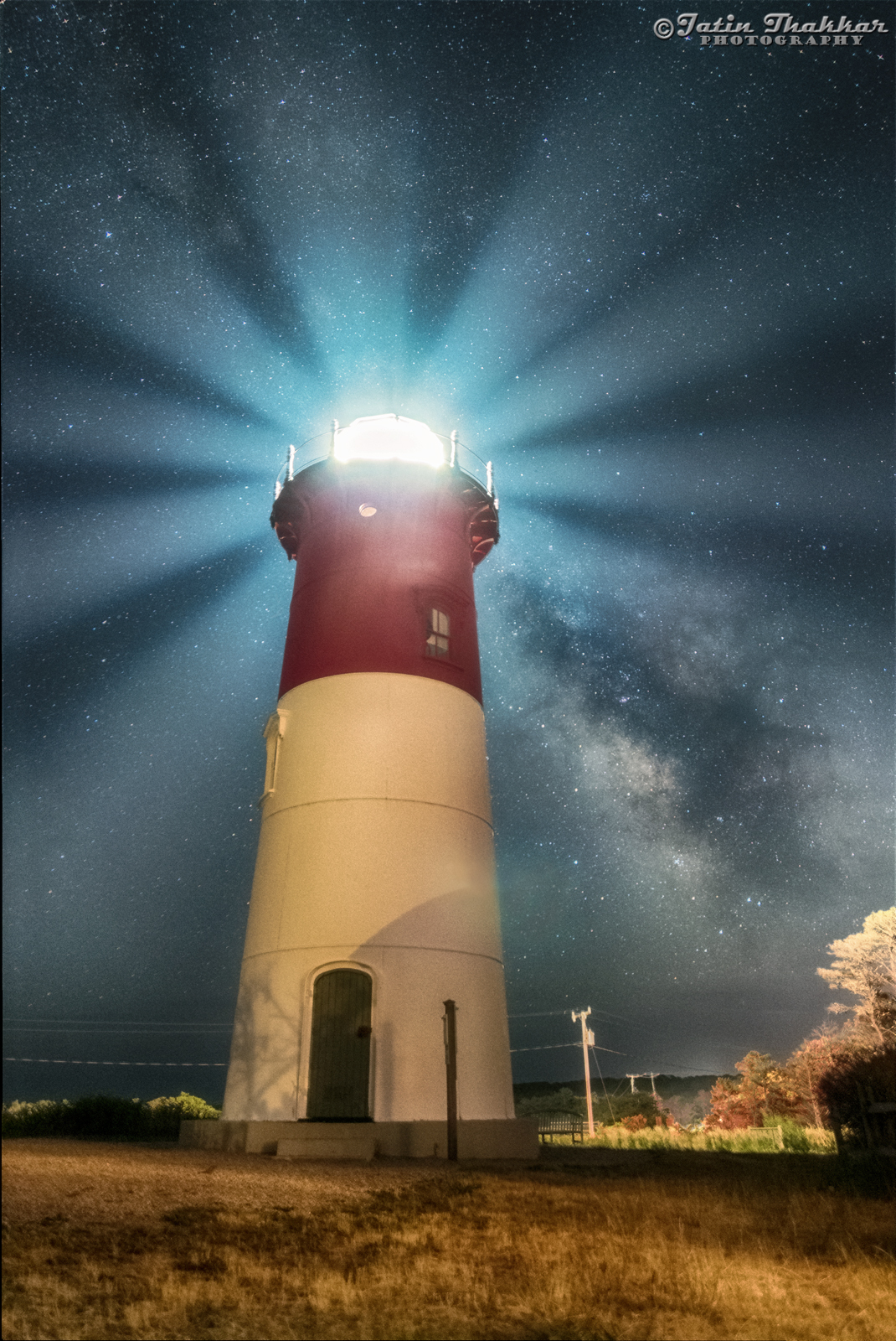 Milky Way Illuminated in Lighthouse Glow