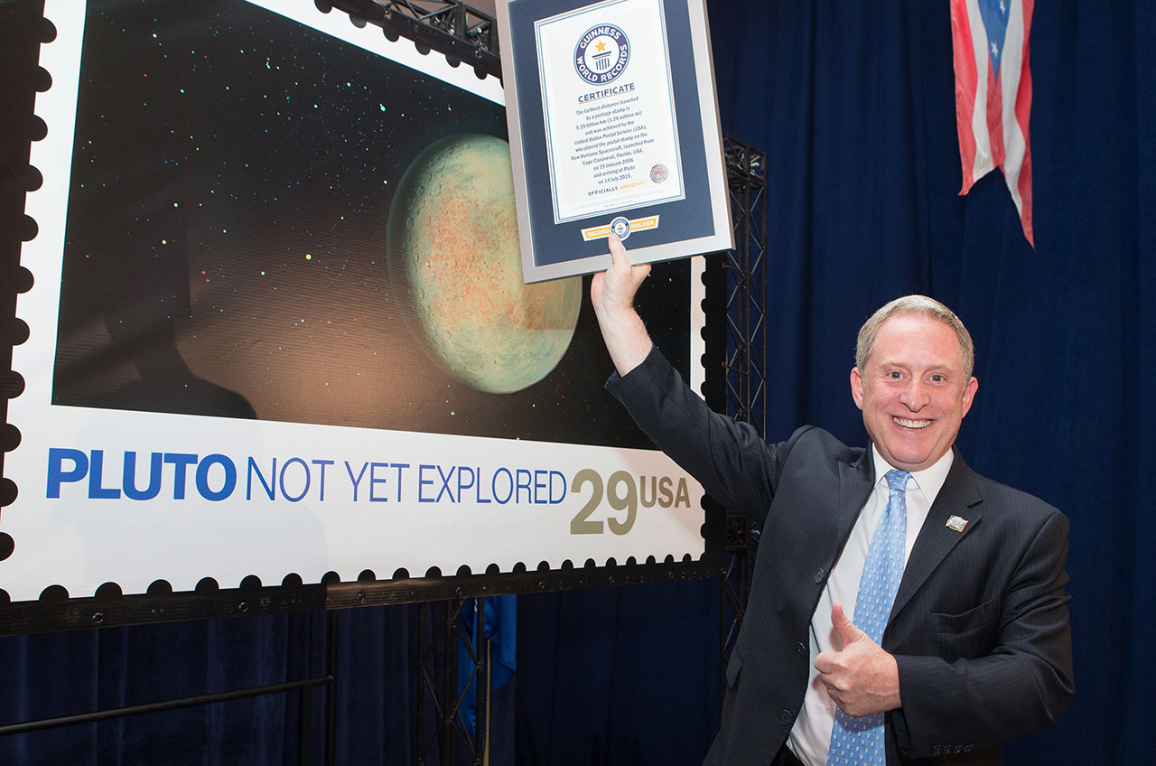 Pluto Stamp Aboard NASA's New Horizons Probe Sets Guinness World Record