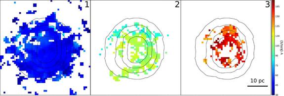 Astronomers recently mapped each of three concentric bubbles surrounding a star cluster in the galaxy M33, revealing that as the bubbles grow in size around the young star cluster, the speed of expansion decreases.