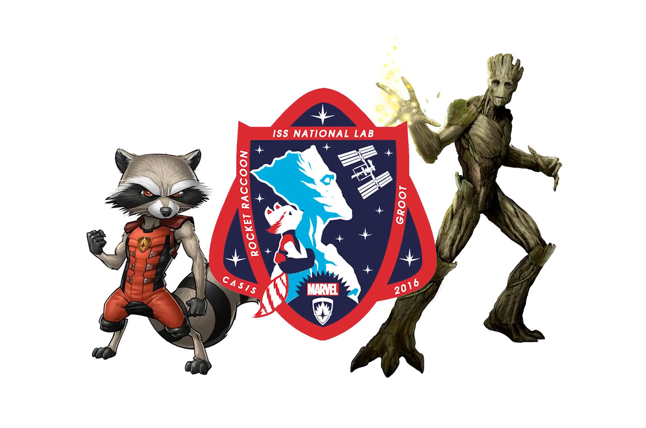 Marvel's Rocket Raccoon and Groot Star on Space Station Mission Patch
