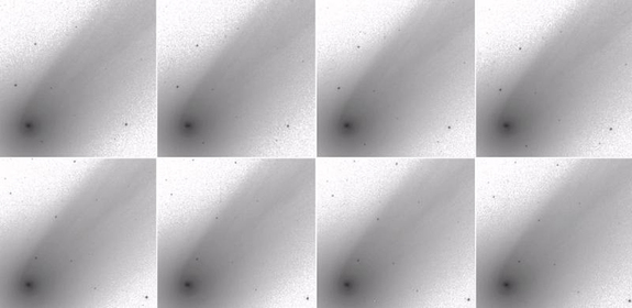 Astronomer Jim Scotti captured this series of images of Comet Swift-Tuttle, the source of the annual Perseid meteor shower, between Nov. 25 and Dec. 1 in 1992 during the comet's last close approach to Earth.