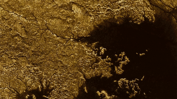 Radar measurements by NASA's Cassini spacecraft have allowed researchers to determine that some channels on Saturn’s moon Titan are deep, steep-sided canyons filled with liquid hydrocarbons. One such feature is Vid Flumina, the branching network in the upper-left quadrant of this image.