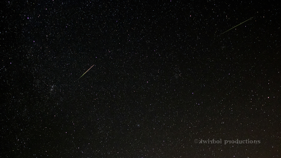 Skywatcher Kenny Cagle captured this photo of two Perseid meteors from Twin Peaks Recreational Area at Lake Ouachita near Mt. Ida and Hot Springs, Arkansas on Aug. 10, 2016, just one day ahead of the Perseid meteor shower's peak.