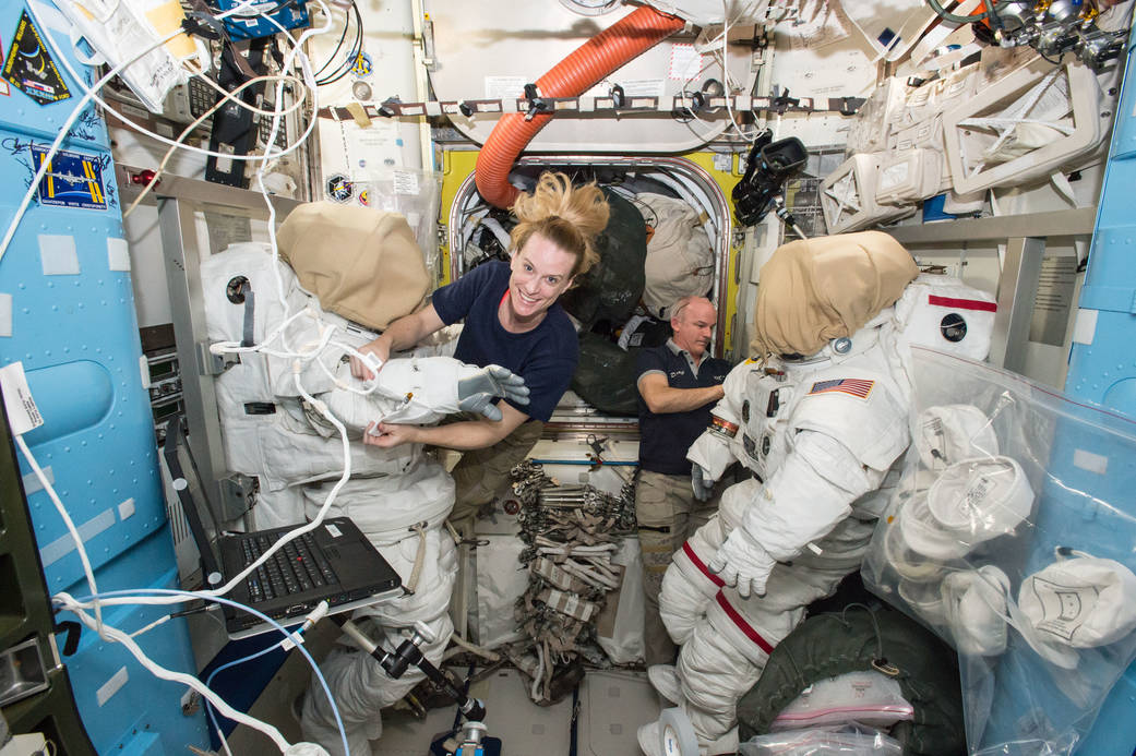 Astronauts Prepare for Spacewalk