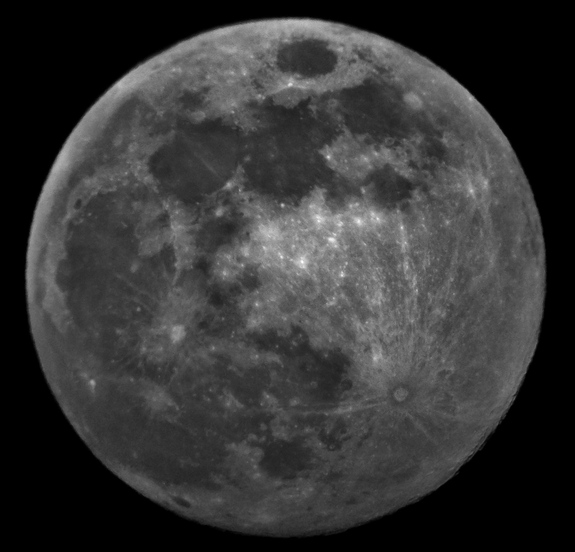 The Harvest Moon of Sept. 11, 2011, photographed by Zachary Maughmer of the Watchers Astronomy Blog in Bainbridge, OH. Many features of the moon's surface are visible to skywatchers, even without a telescope.