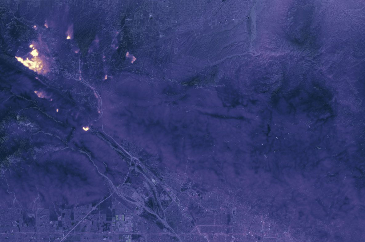 California's Blue Cut Wildfire Glows in Nighttime Satellite Photo