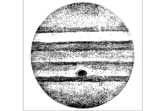 A sketch of Jupiter (with stripes) by Giovanni Cassini around 1667.