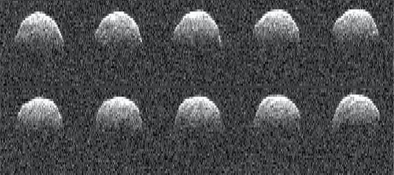 NASA’s Deep Space Network antenna in Goldstone, California, captured these radar images of asteroid Bennu in 1999, when the space rock was still known as 1999 RQ36.
