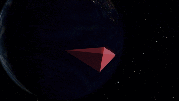This animation shows the four Magnetospheric Multiscale satellites orbiting Earth in the tetrahedron formation.