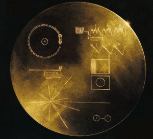 The cover of the Golden Record, copies of which were sent on the NASA's Voyager 1 and Voyager 2 probes in 1977.
