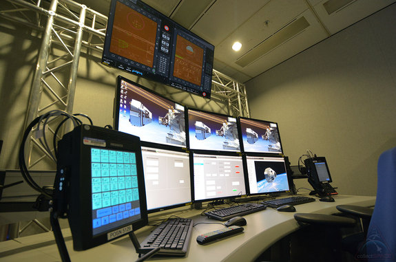 One of the instructor stations for Boeing's Starliner trainers in the Mission Simulator and Training Facility at NASA’s Johnson Space Center in Houston.