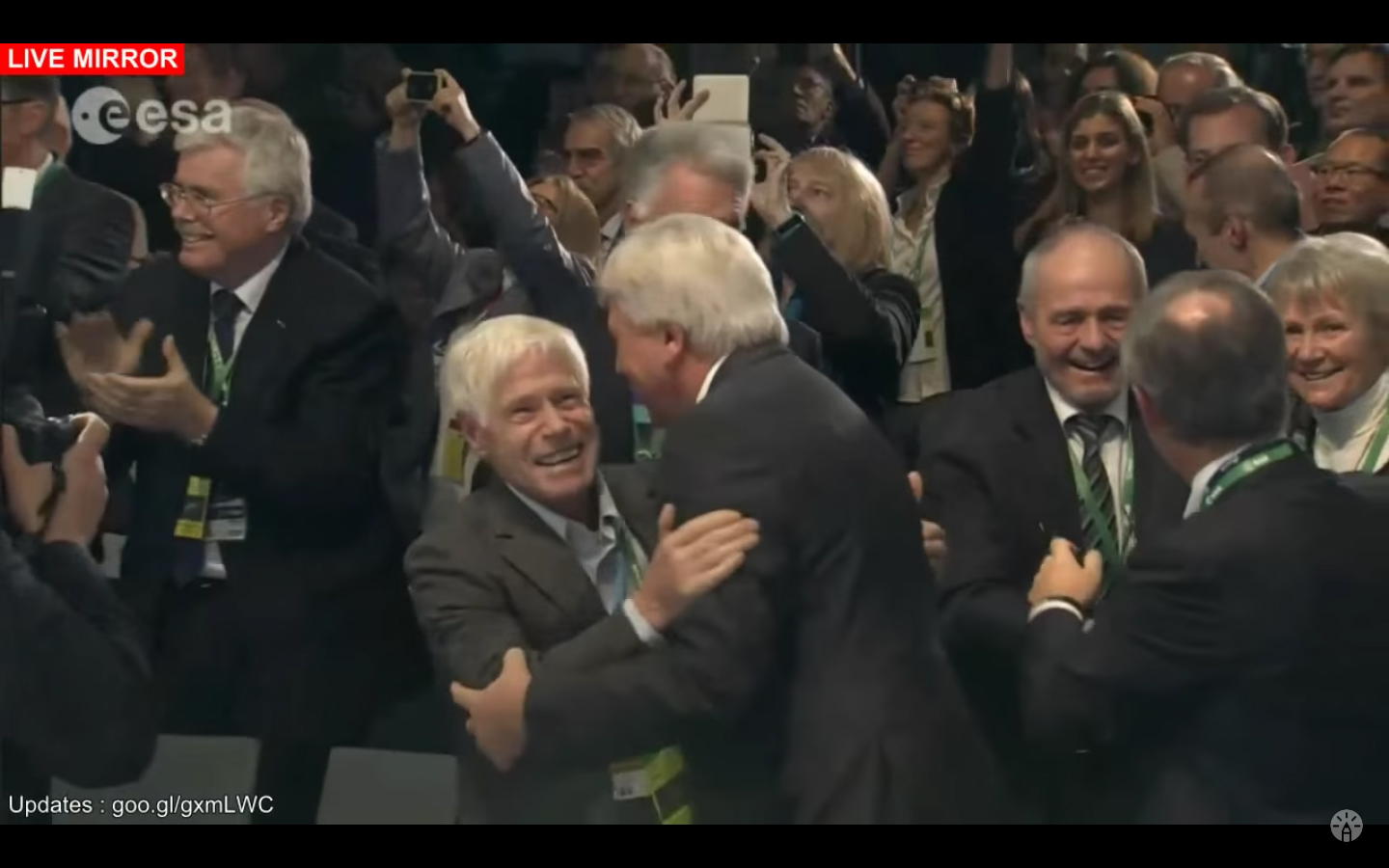 Crowd Cheers After Rosetta's Crash Landing