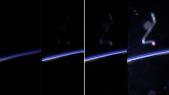 During sunrise, the fluff becomes more illuminated as time goes on. Time progresses from left to right.